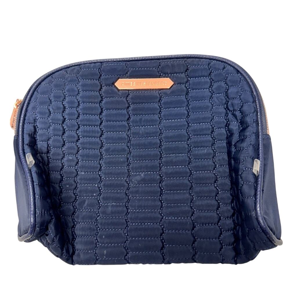 Aimee Kestenberg Navy Blue Quilted Fabric Makeup Bag Pouch